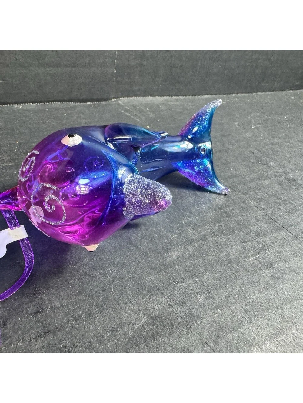 Pier 1 Blown Glass Dolphin Christmas Ornament Nautical Beach Decoration NEW